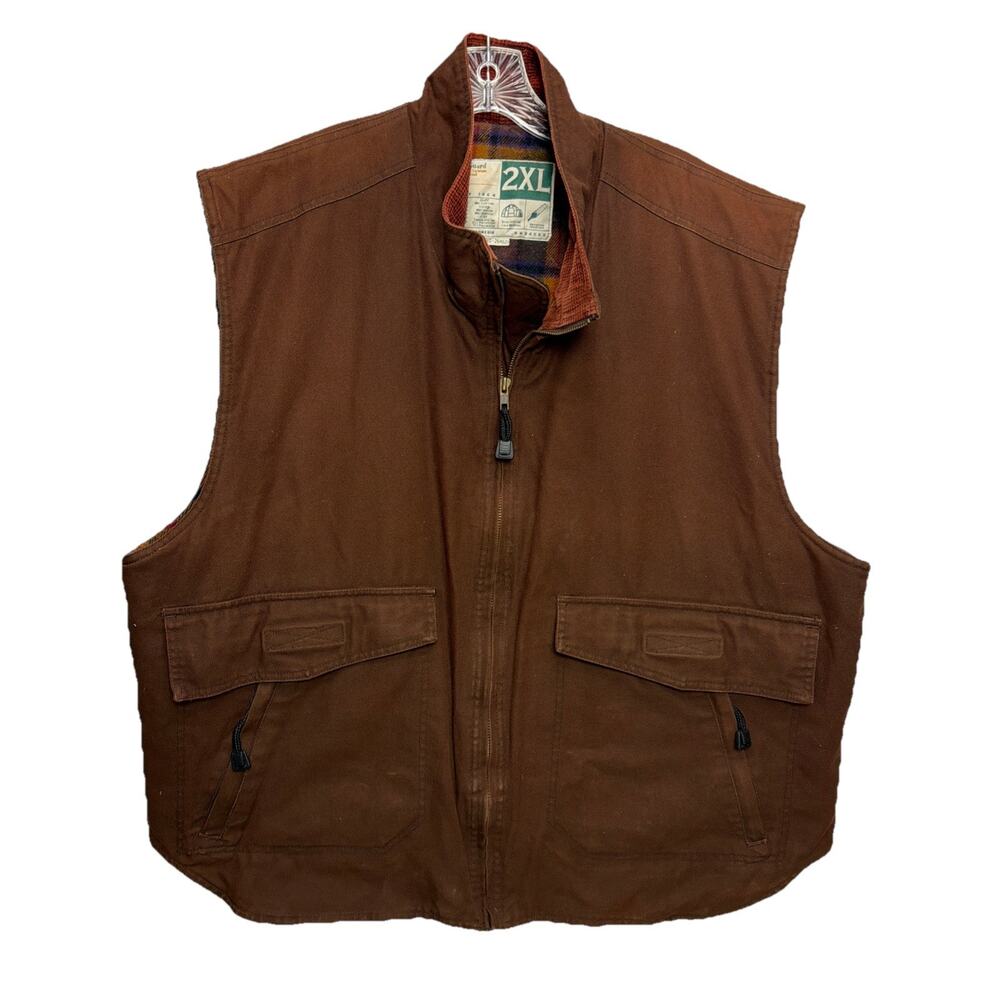 Vintage Wear Guard Brown Canvas Vest Thinsulate Flannel Lined Utility Chore 2XL